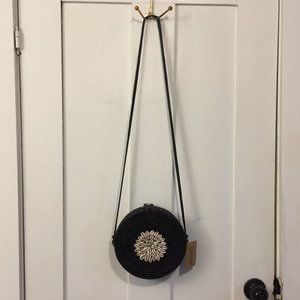 Structured Woven Cross-body Bag with Sea Shells NWT